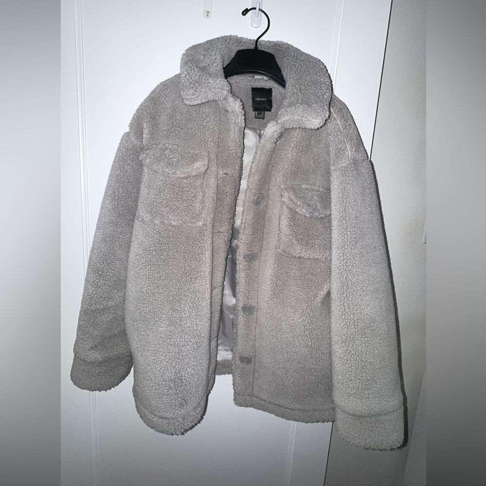 Forever 21 Women's Gray Sherpa Jacket